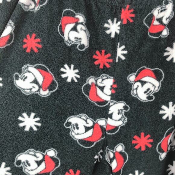 Disney Mickey Mouse Santa Hat Christmas Print Dark Green Jogger Pajama Pants - Picture 3 of 7